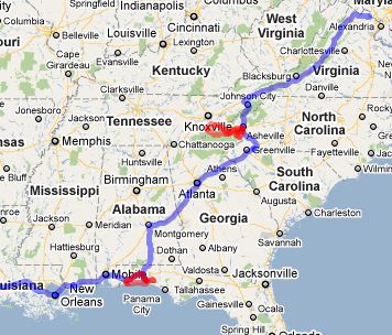 Leesburg to New Orleans